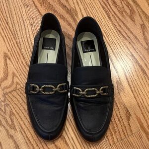Dolce Vita Black Leather Loafers with Gold Accent